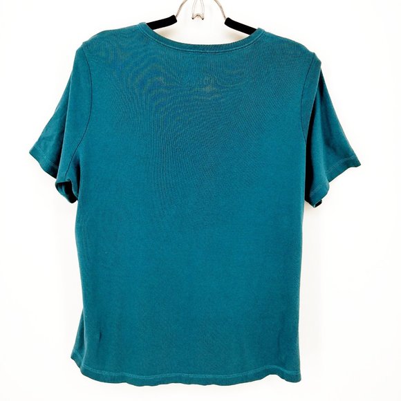 Duluth Trading Co. Men's Teal Quarter Button Tee - Picture 2 of 3